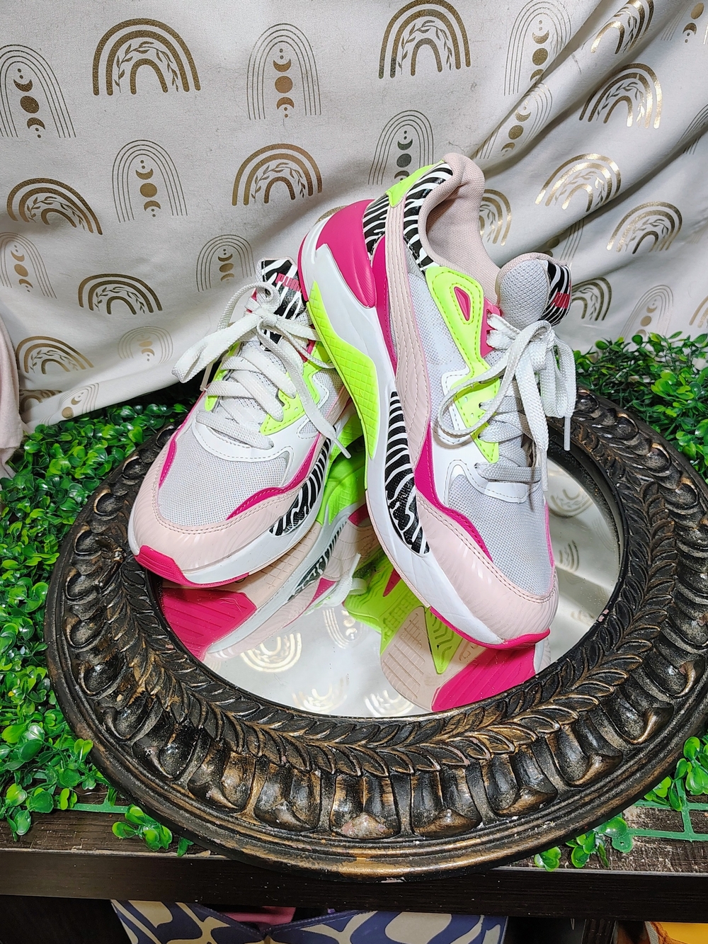 Puma Women’s Chunky Sneakers in Pink, Neon Green & Zebra